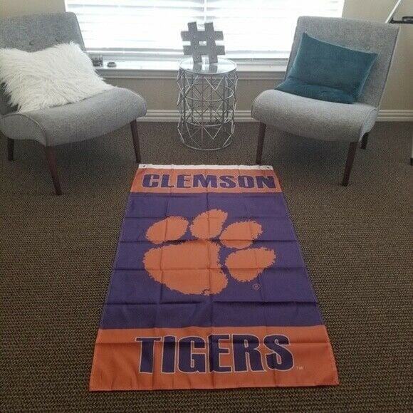 Clemson Tigers Flag Banner New 3x5 Ft‎ Mancave Gameday Garage Tailgate Office - Picture 1 of 2